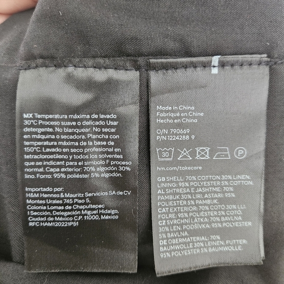 H&M Black Floral Linen Blend Off The Shoulder Midi Dress NWT - Picture 11 of 11